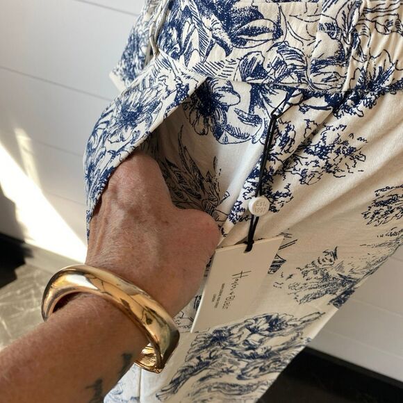 HAVER & BLAIR (NWT) Woven Wide Leg Pull On Crop Pants, BLU/WHT - NWT - Picture 9 of 10